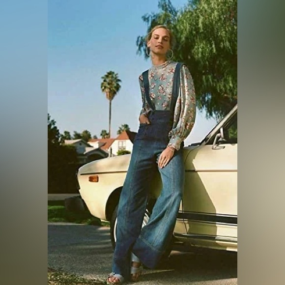 Anthropologie Pilcro High-Waist Button Wide-Leg Denim Jumpsuit - 30 - Picture 3 of 4